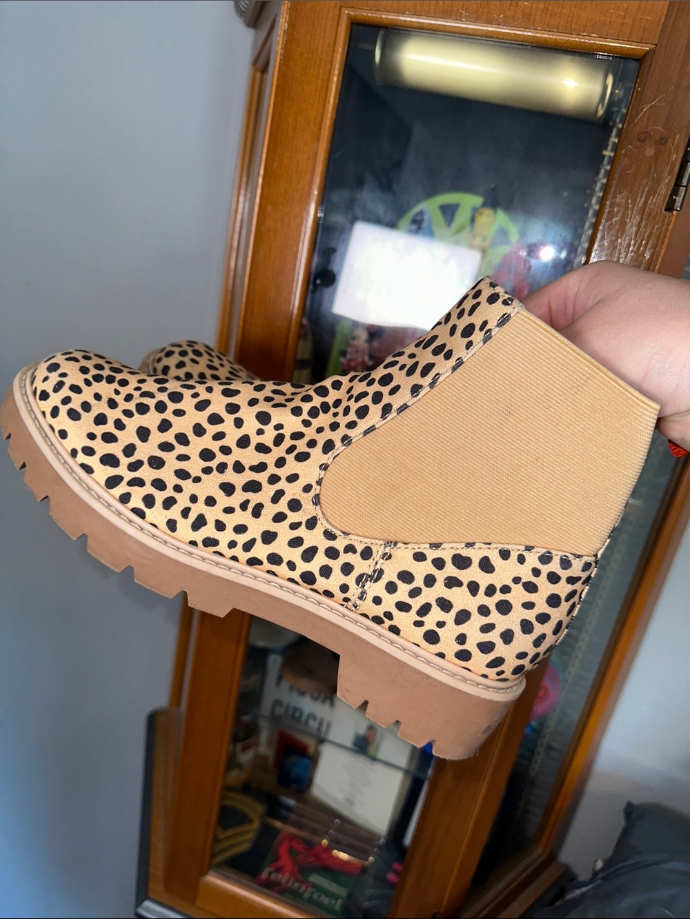 Dolce Vita Tan and Black Leopard Print Chelsea Boot